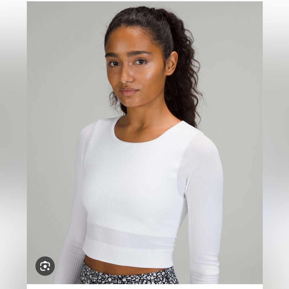 NWT!Lululemon Ebb to Street Cropped Long Sleeve White Size 10